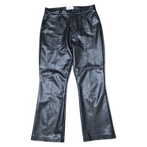 7 For All Mankind Womens Size 31‎ Faux Leather Black High Rise Cropped Pants